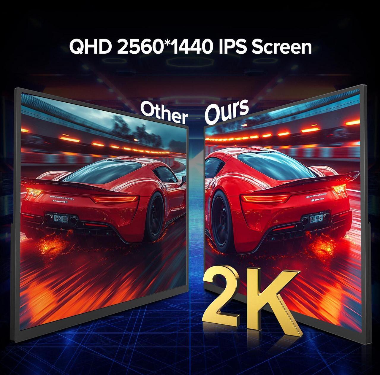 Alt view image 3 of 7 - UPERFECT 24.5" 2K QHD 165Hz FreeSync IPS HDR Gaming Portable Monitor with USB-C, HDMI, VESA Mount & 180° Adjustable Stand Perfect for Laptops, Switch, Phones