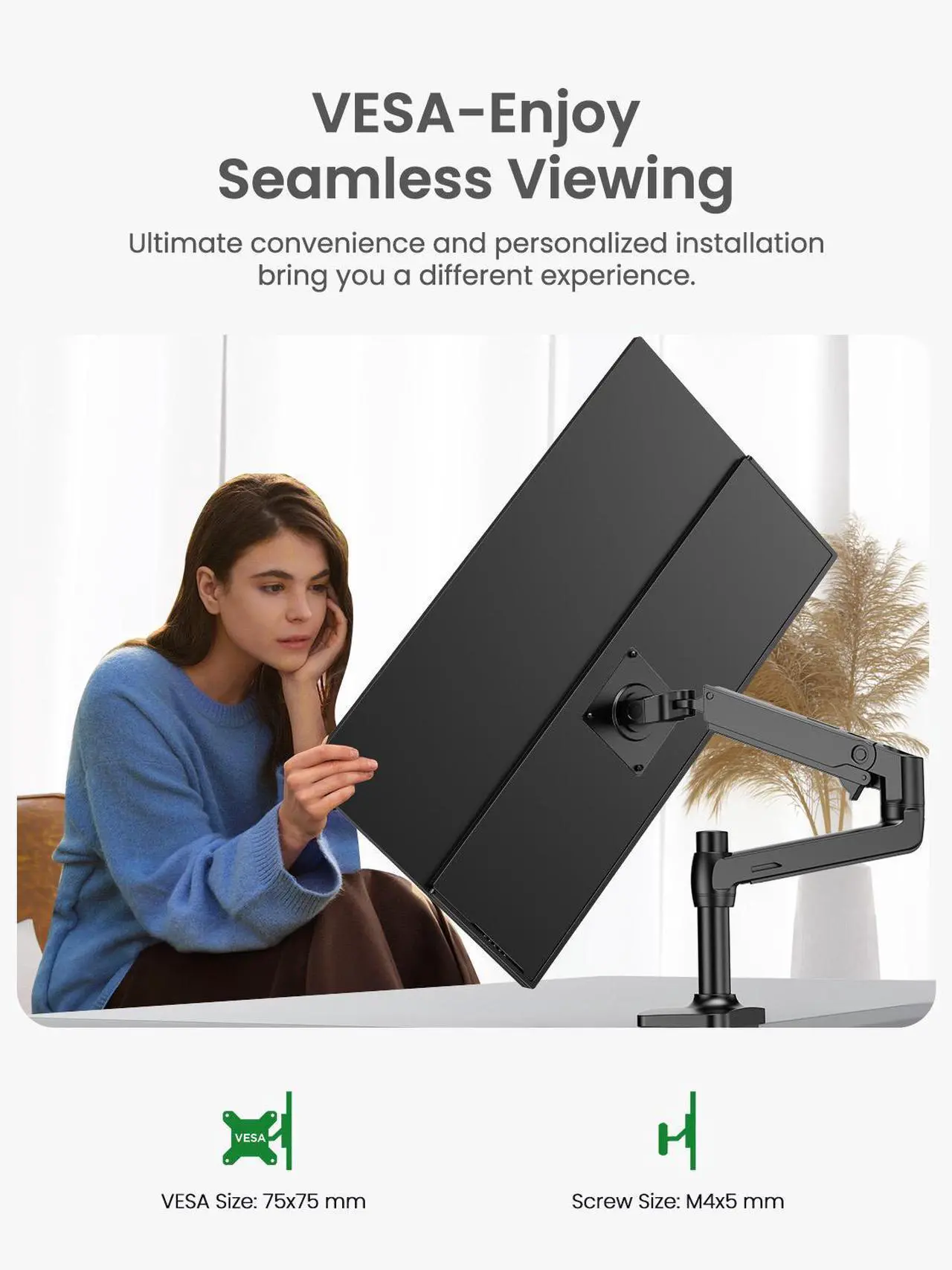 Alt view image 7 of 7 - UPERFECT 24.5" 2K 165Hz Portable Monitor, QHD FreeSync IPS HDR with VESA, 180°Adjustable Stand, USB-C & HDMI, Ideal for Gaming, Travel, Laptop, Switch, Phone