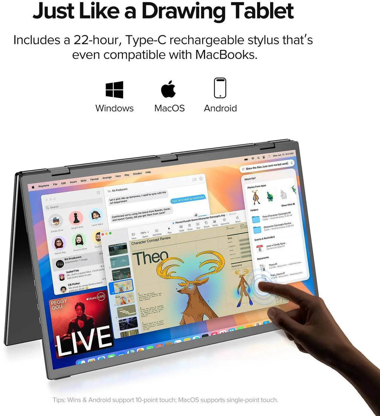 Alt view image 6 of 7 - UPERFECT 18.5" 100Hz Dual Touchscreen Monitor with HDR, 360° Folding, VESA & Stand for Laptop, PC, Phone, Game Console (Plug & Play, No Driver Needed)