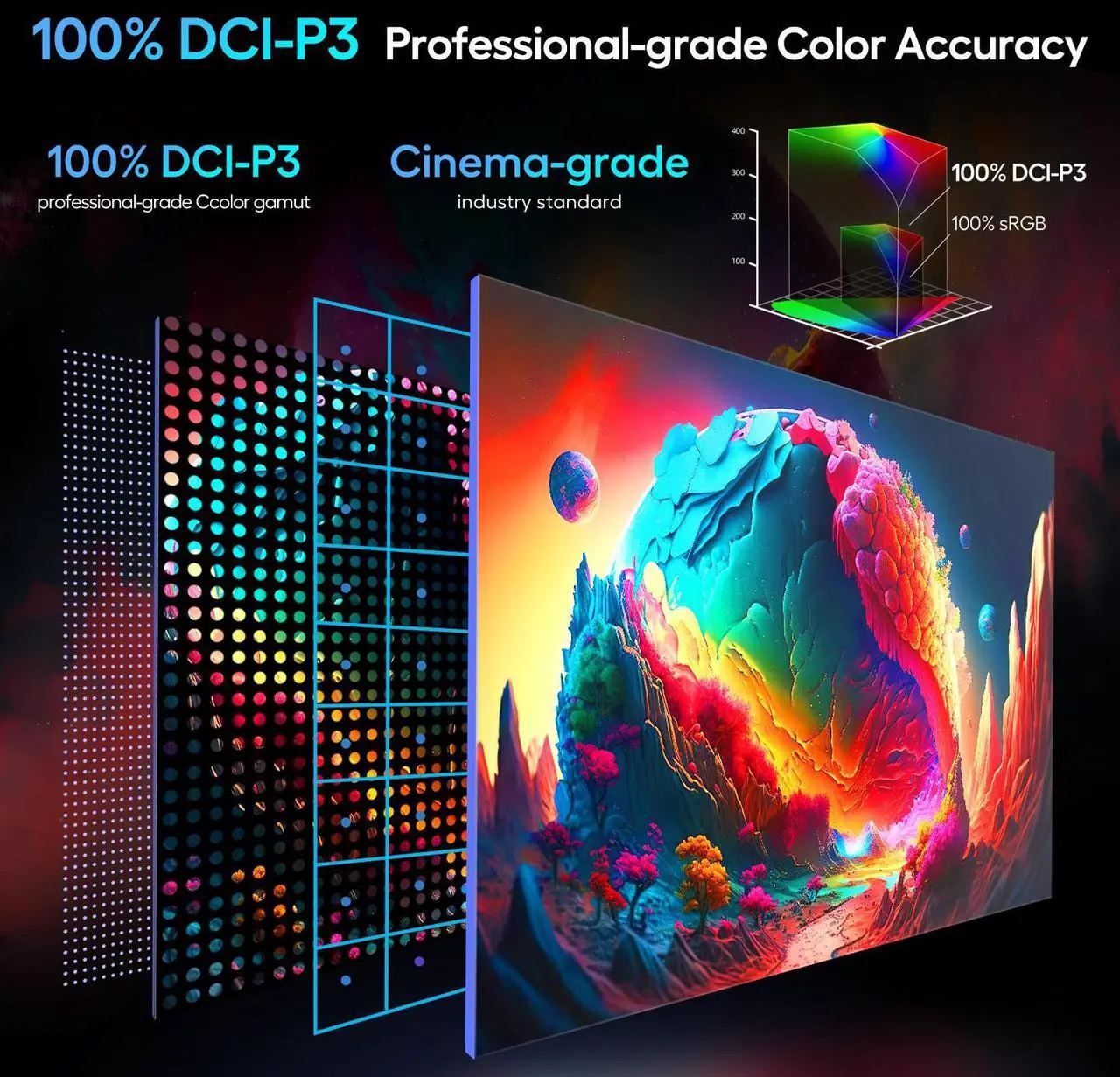 Alt view image 5 of 7 - UPERFECT 144 Hz Gaming Monitor 2560 x 1600 HDR Portable Monitor Narrow Border, Frosted Monitor Plug and Play, Widely Compatible With Housing and Integrated Speakers