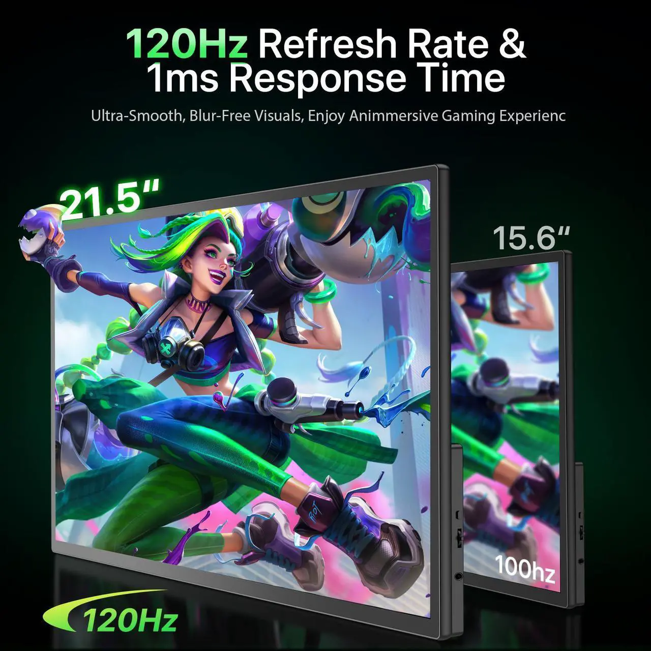 Alt view image 2 of 7 - UPERFECT 21.5" 120Hz Portable Monitor with Kickstand & VESA Large Portable Gaming Monitor with HDMI Type C, External Portable Monitor for Laptops, Steamdeck, MacBook, Phones, Mini PC