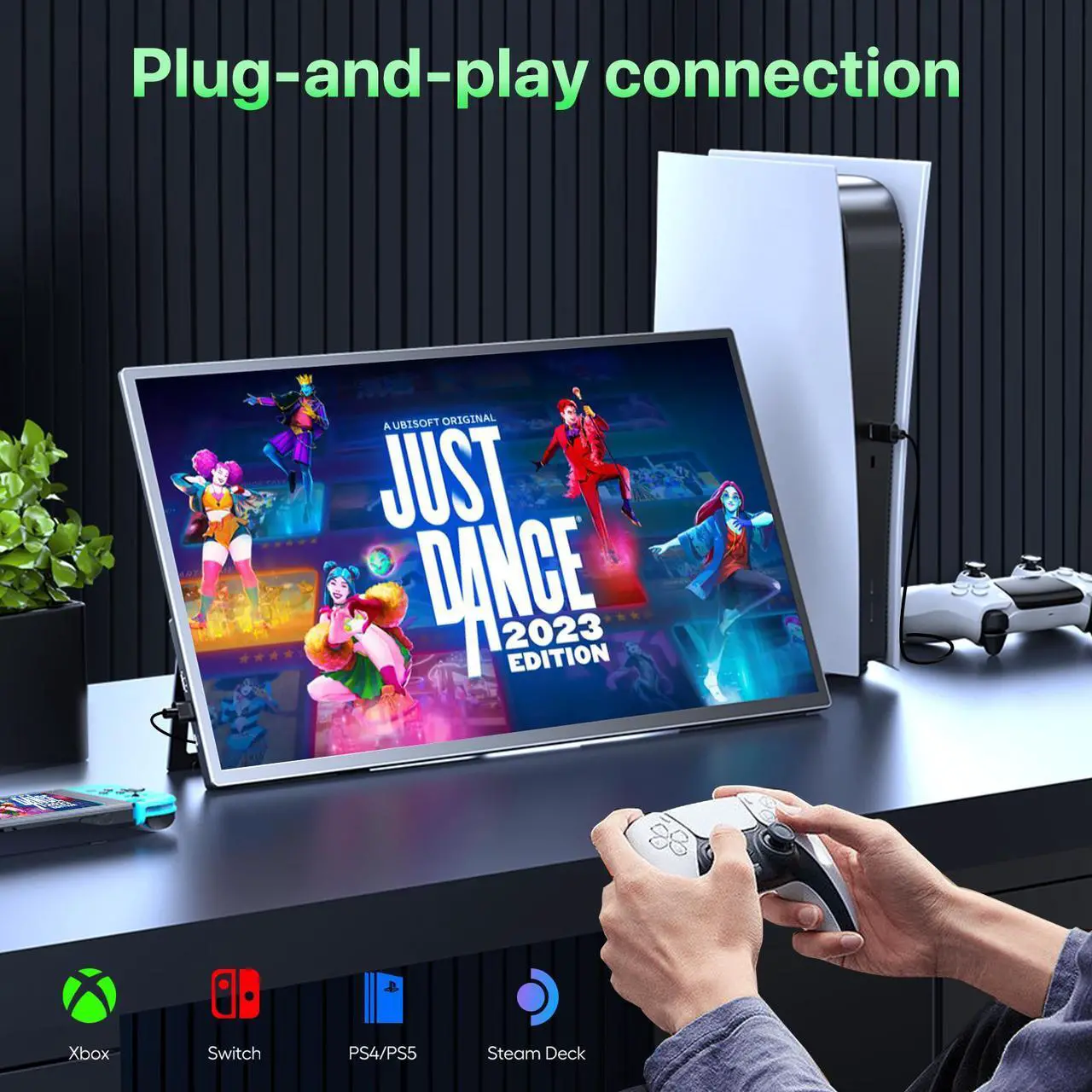 Alt view image 4 of 7 - UPERFECT 21.5" 120Hz Portable Monitor with Kickstand & VESA Large Portable Gaming Monitor with HDMI Type C, External Portable Monitor for Laptops, Steamdeck, MacBook, Phones, Mini PC