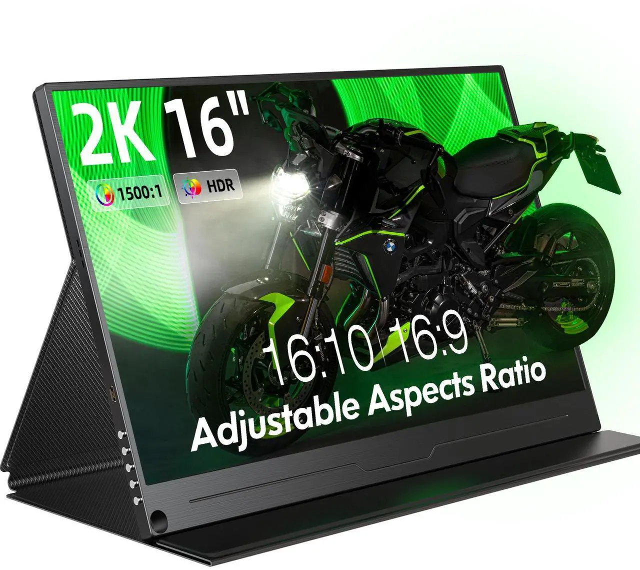Main image of UPERFECT 16" 2K Portable Monitor - 500 Nits 1500:1 Contrast, Adjustable 16:10/16:9 Aspect Ratio - Metal Frameless with VESA, HDR, USB-C/HDMI - External Second Screen for Mac/Phone/PS5/Xbox/Switch