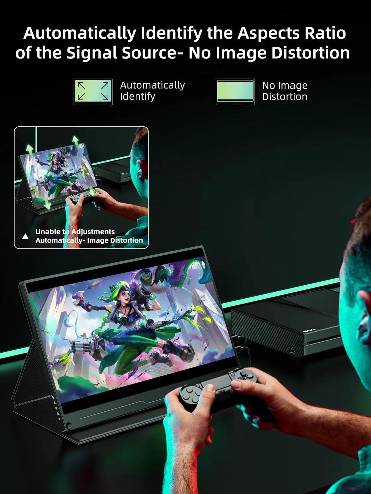 Alt view image 2 of 7 - UPERFECT 16" 2K Portable Monitor - 500 Nits 1500:1 Contrast, Adjustable 16:10/16:9 Aspect Ratio - Metal Frameless with VESA, HDR, USB-C/HDMI - External Second Screen for Mac/Phone/PS5/Xbox/Switch