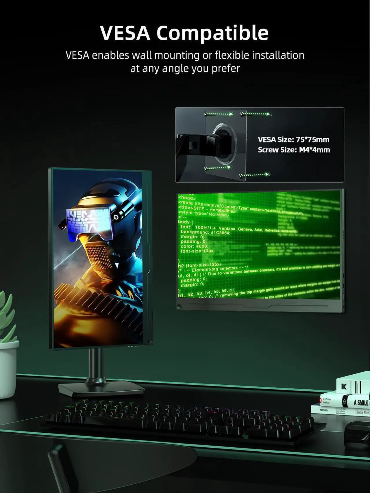 Alt view image 5 of 7 - UPERFECT 16" 2K Portable Monitor - 500 Nits 1500:1 Contrast, Adjustable 16:10/16:9 Aspect Ratio - Metal Frameless with VESA, HDR, USB-C/HDMI - External Second Screen for Mac/Phone/PS5/Xbox/Switch