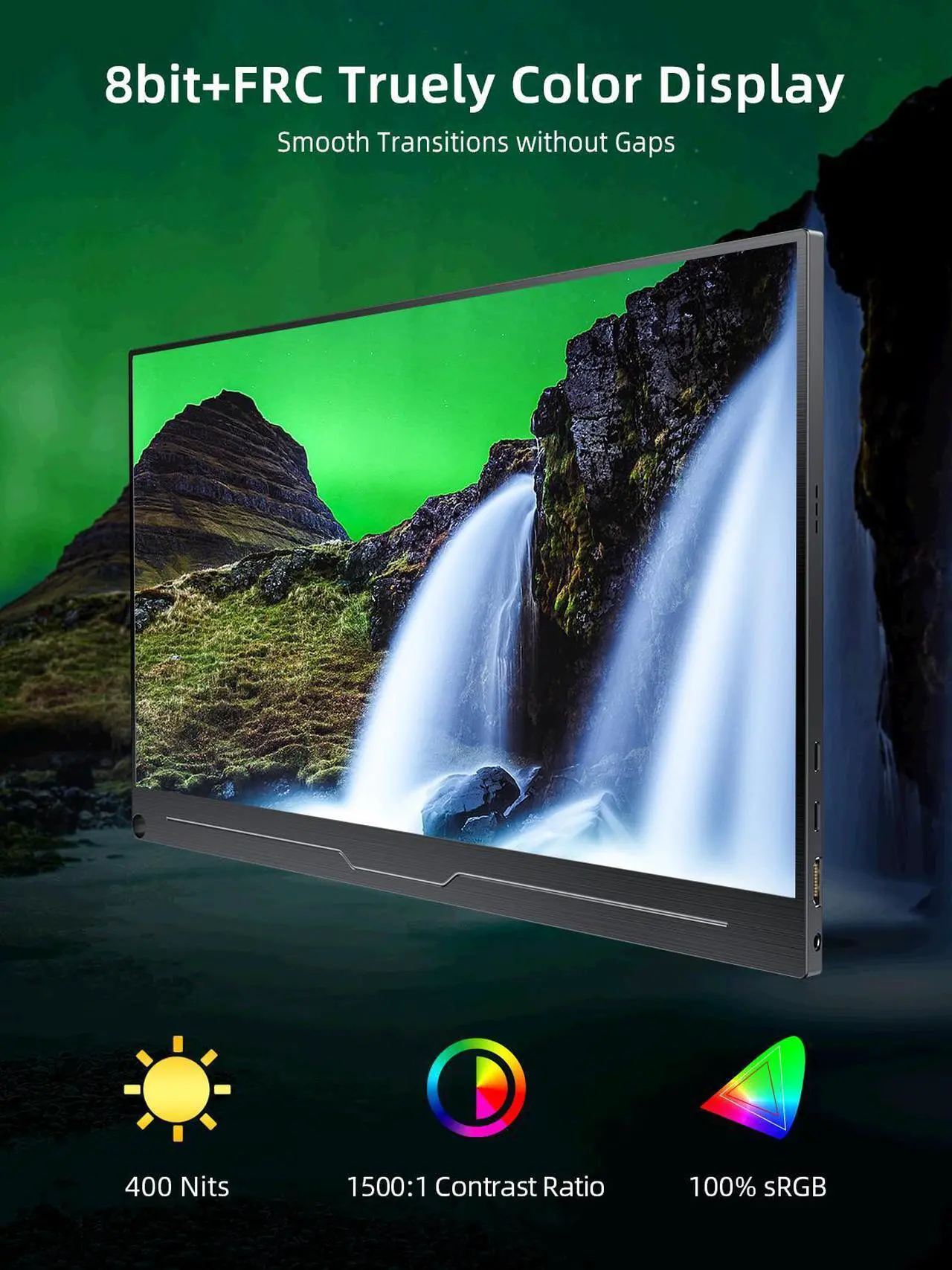 Alt view image 4 of 7 - UPERFECT 16" 2K Portable Monitor - 500 Nits 1500:1 Contrast, Adjustable 16:10/16:9 Aspect Ratio - Metal Frameless with VESA, HDR, USB-C/HDMI - External Second Screen for Mac/Phone/PS5/Xbox/Switch
