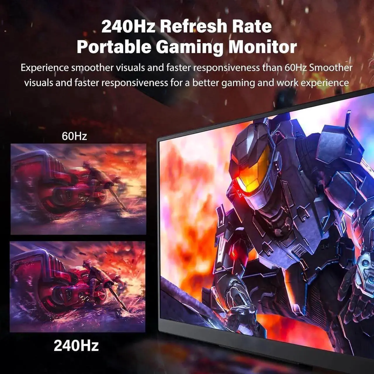 Alt view image 2 of 7 - UPERFECT 24.5" Portable Monitor with Stand - 240Hz Refresh Rate, 1920*1080, 240HZ HDMI/Type-C, for Work & Gaming