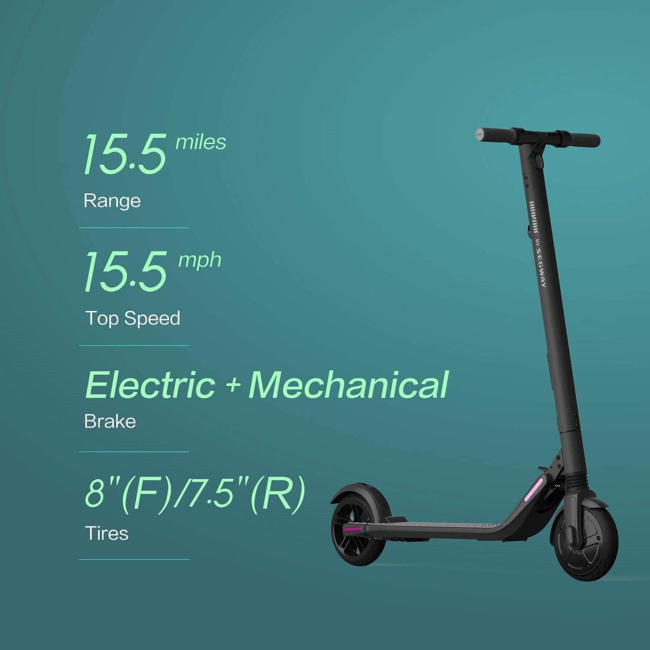 Alt view image 2 of 7 - Segway Ninebot ES2 Electric Kick Scooter, Lightweight and Foldable, Upgraded Motor Power, Dark Grey