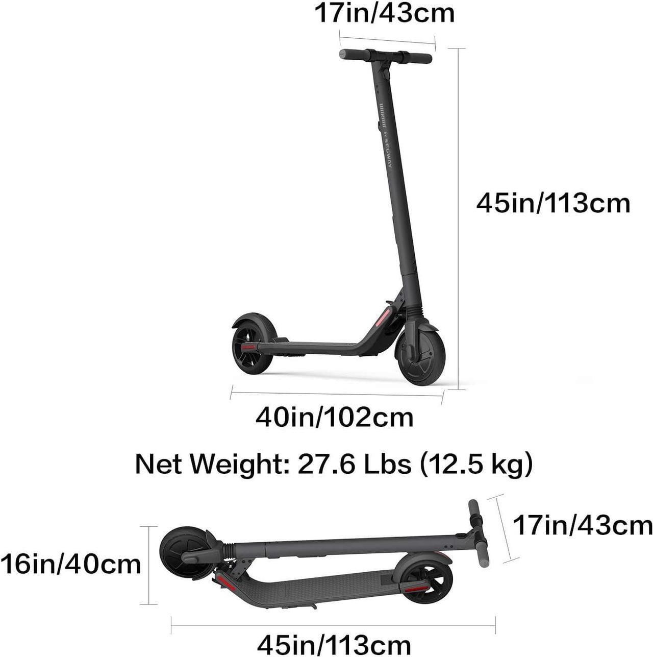 Alt view image 7 of 7 - Segway Ninebot ES2 Electric Kick Scooter, Lightweight and Foldable, Upgraded Motor Power, Dark Grey