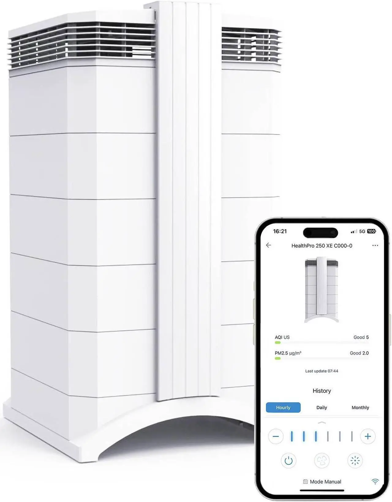 Main image of IQAir HealthPro Plus XE Air Purifier - Smart HyperHEPA Filtration for Large Rooms up to 1125 sq ft - Viruses, Allergens, Smoke, Mold, Dust, Pet Dander, Swiss Made, WiFi Enabled