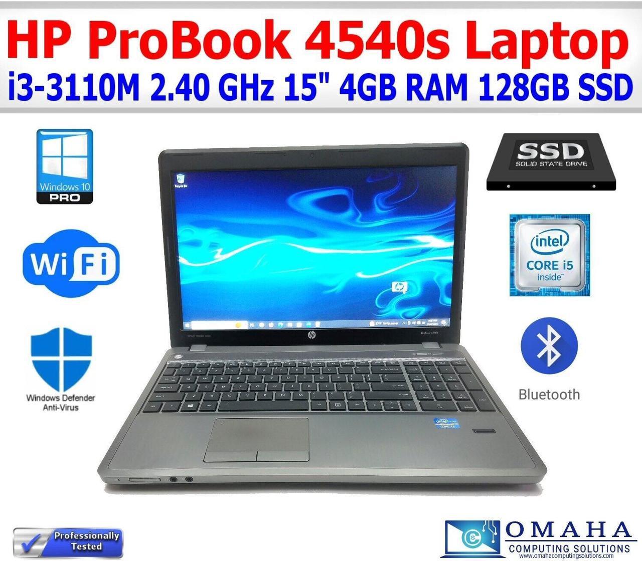 Main image of HP PROBOOK 4540s i3-3110M 2.40GHz 4GB RAM 128GB SSD DVD/RW WIFI/BT 15" INCH WIN10PRO EXTRAS