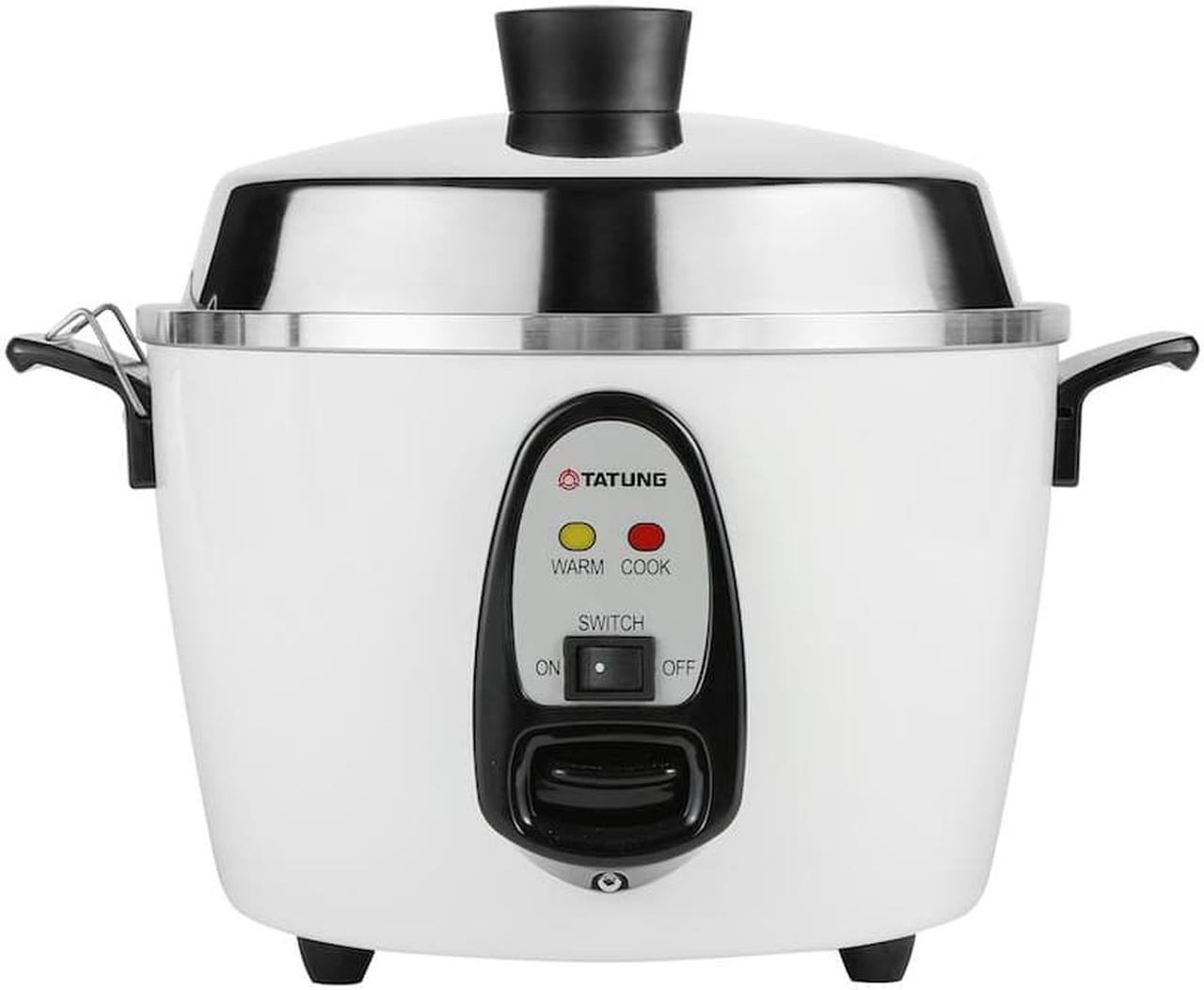 Main image of TATUNG 6-Cups Rice Cooker White, 2.4L Aluminum Outer, Stainless Inner Pot, 4pc/box, 18boxes/pallet