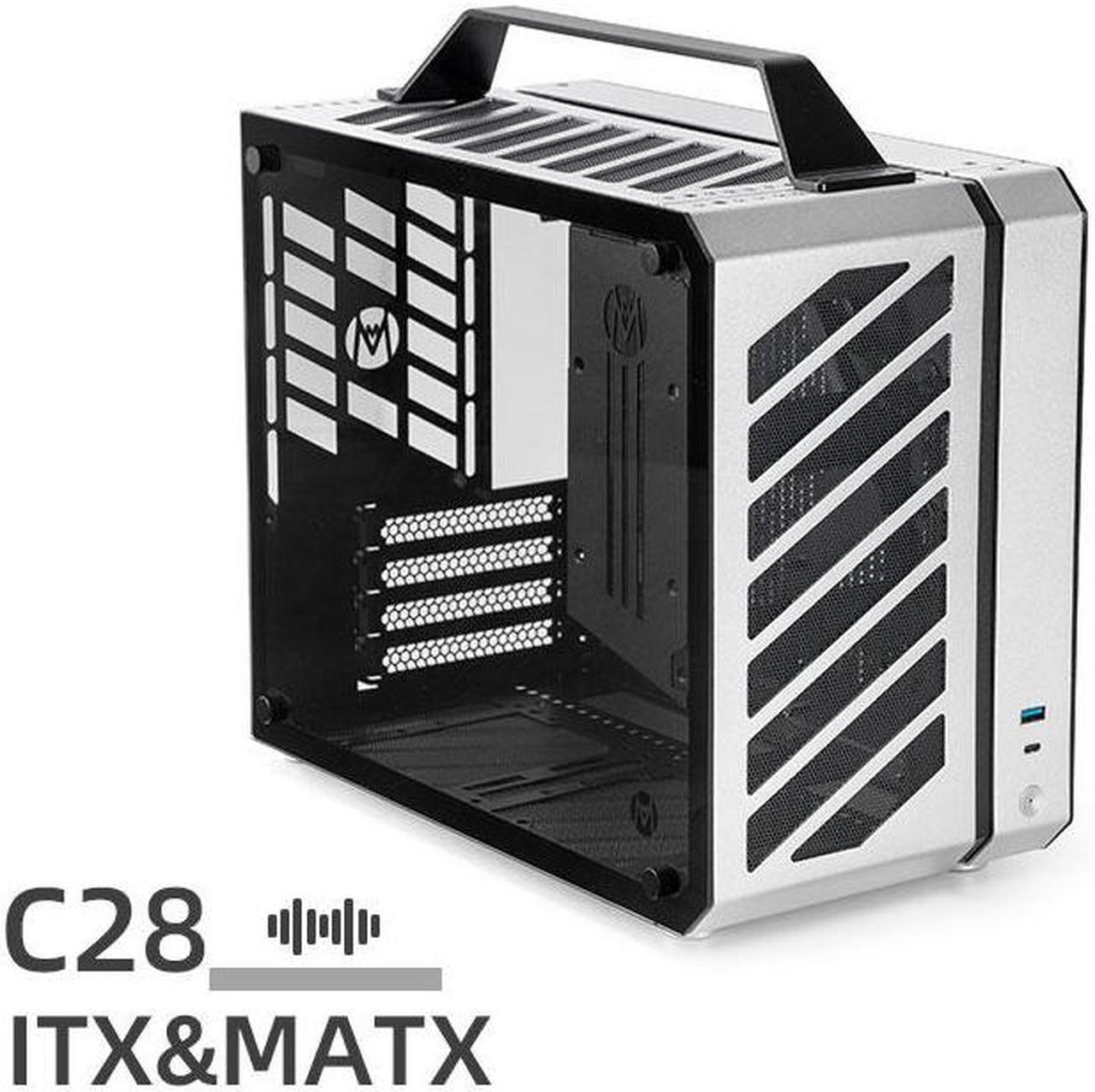 Main image of Mechanic master C28 case | 17.9L ultra-compact portable handle MATX compatible with 240 Aio /162mm air-cooler options SFX & ATX power supply compatible space-saving PC case Case (Moonlight Silver)