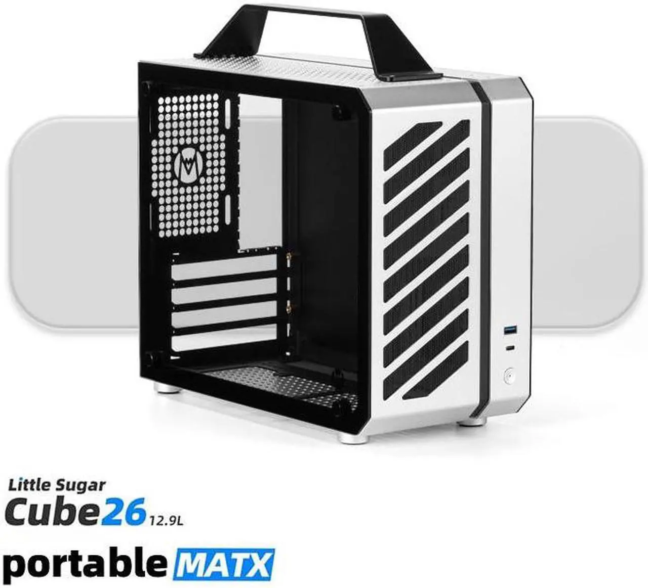 Main image of Mechanic Master C26 Desktop Portable Mini MATX Case with Handle | 13.2L | SFX PSU Compatible | MATX Motherboard | 310mm GPU | 135mm Air Cooling (Moonlight Silver)
