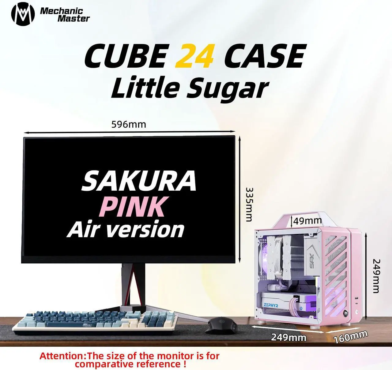 Alt view image 2 of 7 - Mechanic Master C24 Small Cube Sugar Mini-ITX Chassis / Alumium / Steel / Temered Glass ITX Small Form Factor Computer Case  Pink