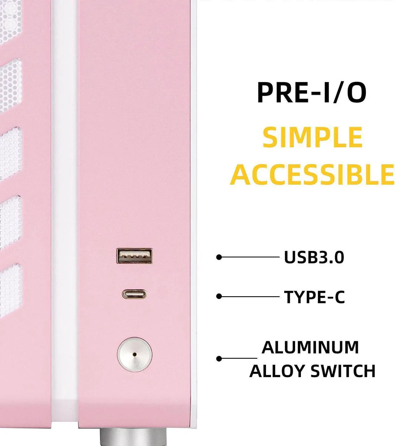 Alt view image 5 of 7 - Mechanic Master C24 Small Cube Sugar Mini-ITX Chassis / Alumium / Steel / Temered Glass ITX Small Form Factor Computer Case  Pink