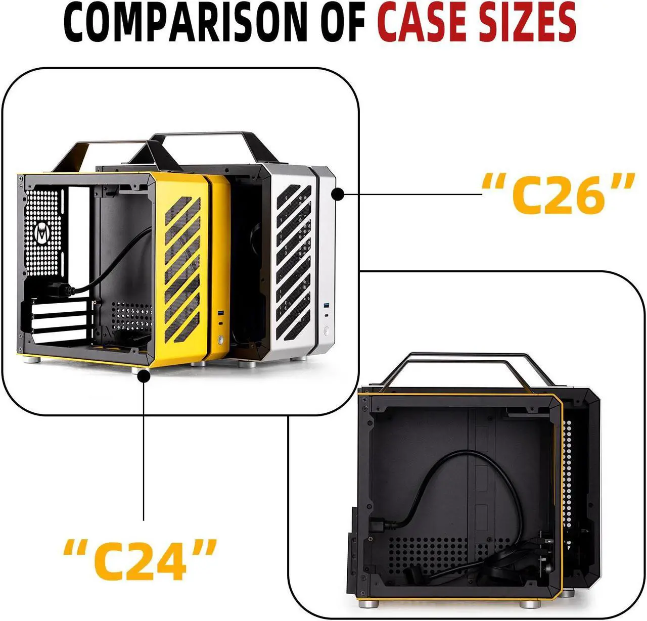 Alt view image 5 of 7 - Mechanic Master C26 Desktop Portable Mini MATX Case with Handle | 13.2L | SFX PSU Compatible | MATX Motherboard | 310mm GPU | 135mm Air Cooling (Moonlight Silver)