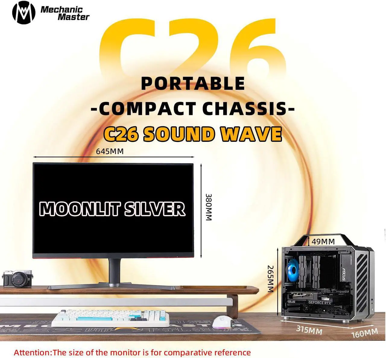 Alt view image 3 of 7 - Mechanic Master C26 Desktop Portable Mini MATX Case with Handle | 13.2L | SFX PSU Compatible | MATX Motherboard | 310mm GPU | 135mm Air Cooling (Moonlight Silver)