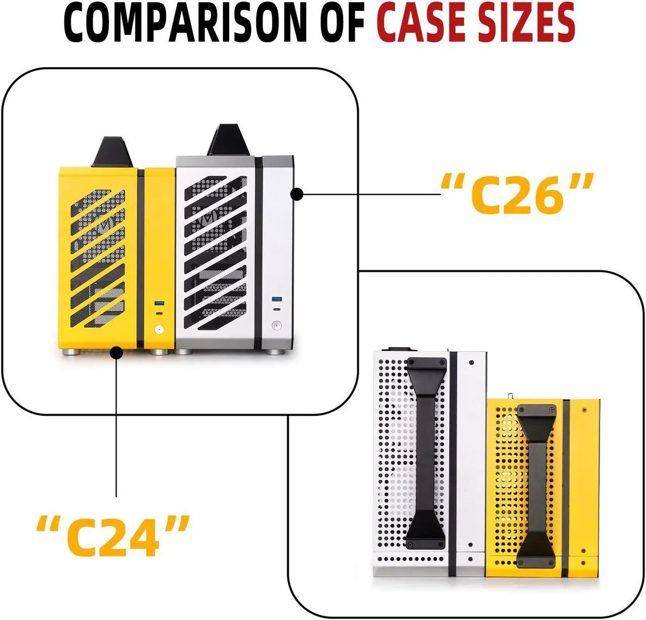 Alt view image 6 of 7 - Mechanic Master C26 Desktop Portable Mini MATX Case with Handle | 13.2L | SFX PSU Compatible | MATX Motherboard | 310mm GPU | 135mm Air Cooling (Moonlight Silver)