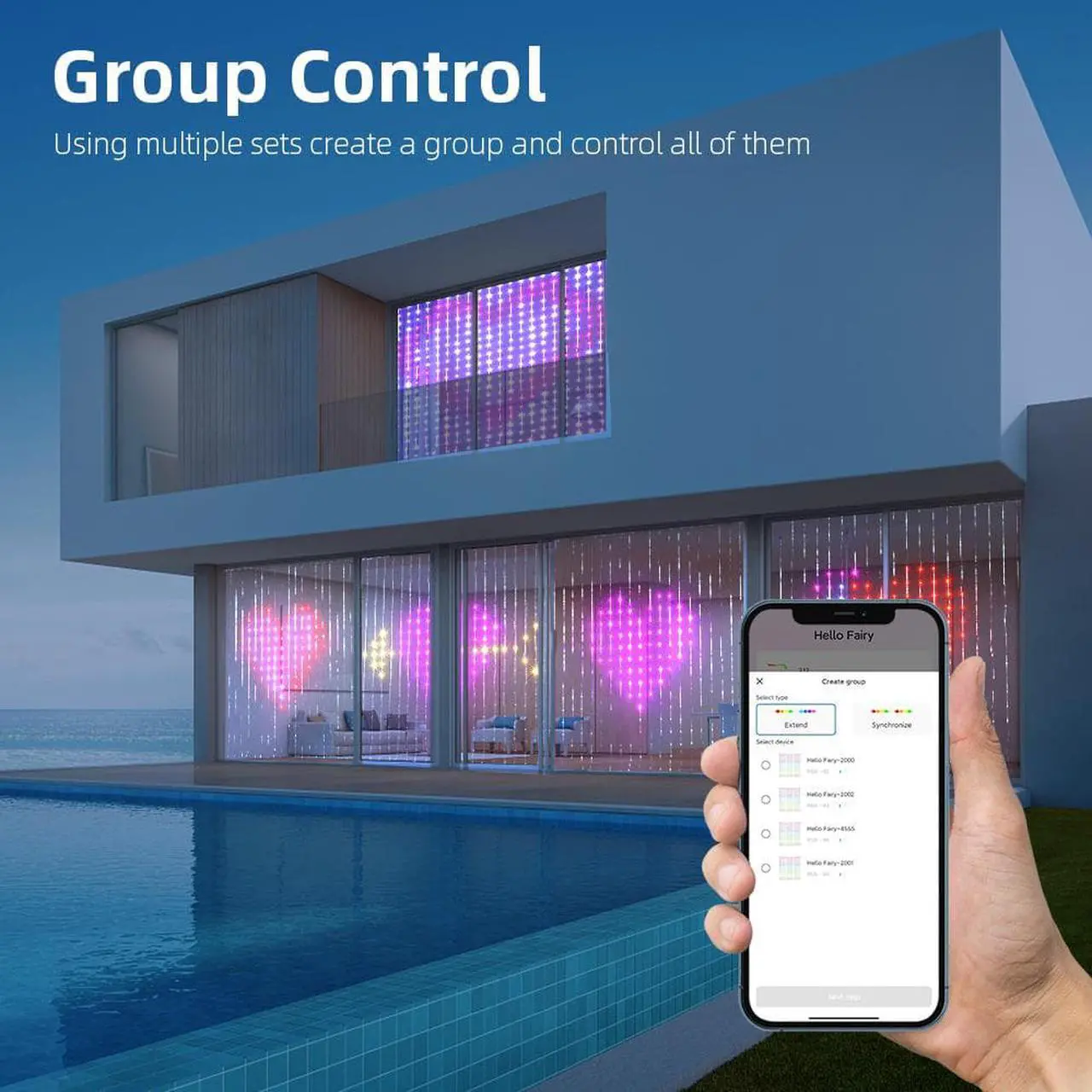 Alt view image 6 of 7 - LED RGB Smart Curtain String Lights Fairy Wedding Decoration APP Remote Control DIY For Home Bedroom Festival Garland Decor 2023