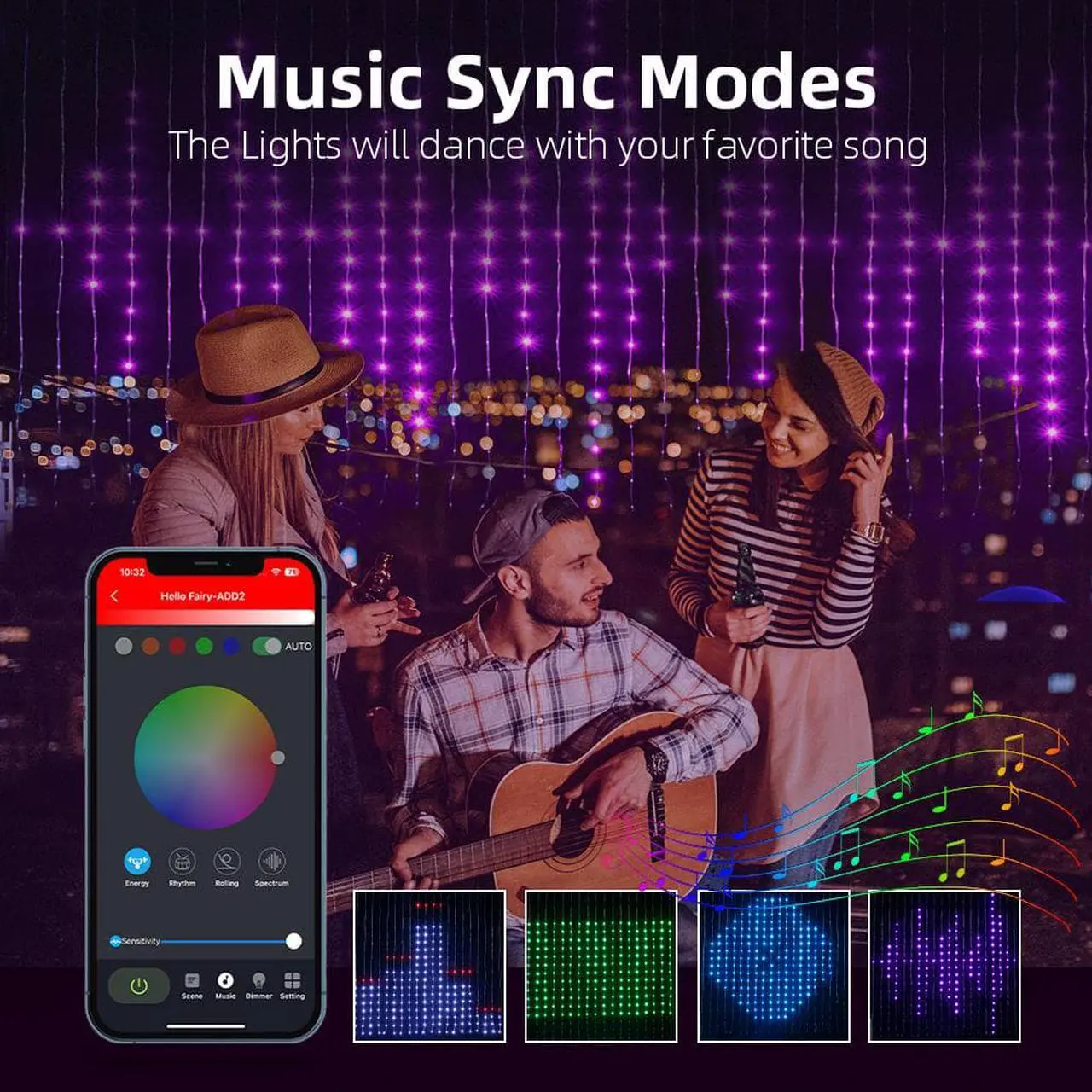 Alt view image 5 of 7 - LED RGB Smart Curtain String Lights Fairy Wedding Decoration APP Remote Control DIY For Home Bedroom Festival Garland Decor 2023