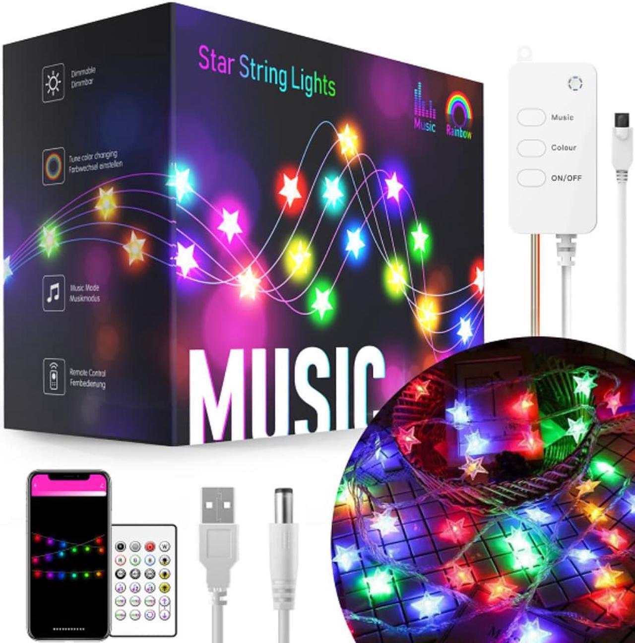 Main image of LED USB Star String Lights App Control RGBW Music Sync Waterproof For Bedroom Chriamas Tree Indoor Outdoor Wedding Decoration Ceramic Multi-Color