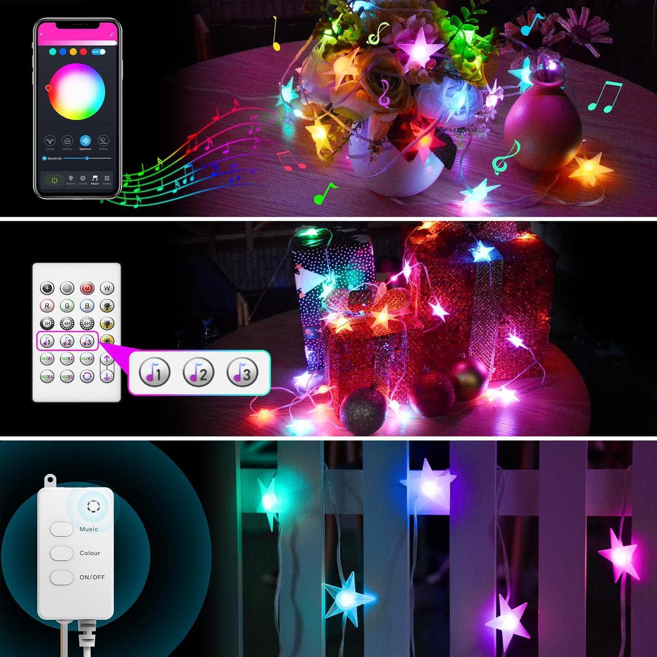 Alt view image 2 of 4 - LED USB Star String Lights App Control RGBW Music Sync Waterproof For Bedroom Chriamas Tree Indoor Outdoor Wedding Decoration Ceramic Multi-Color