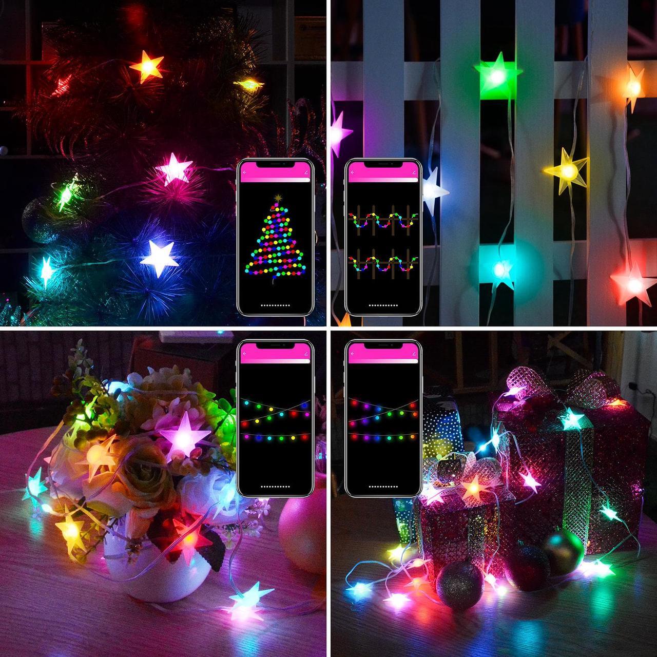 Alt view image 4 of 4 - LED USB Star String Lights App Control RGBW Music Sync Waterproof For Bedroom Chriamas Tree Indoor Outdoor Wedding Decoration Ceramic Multi-Color
