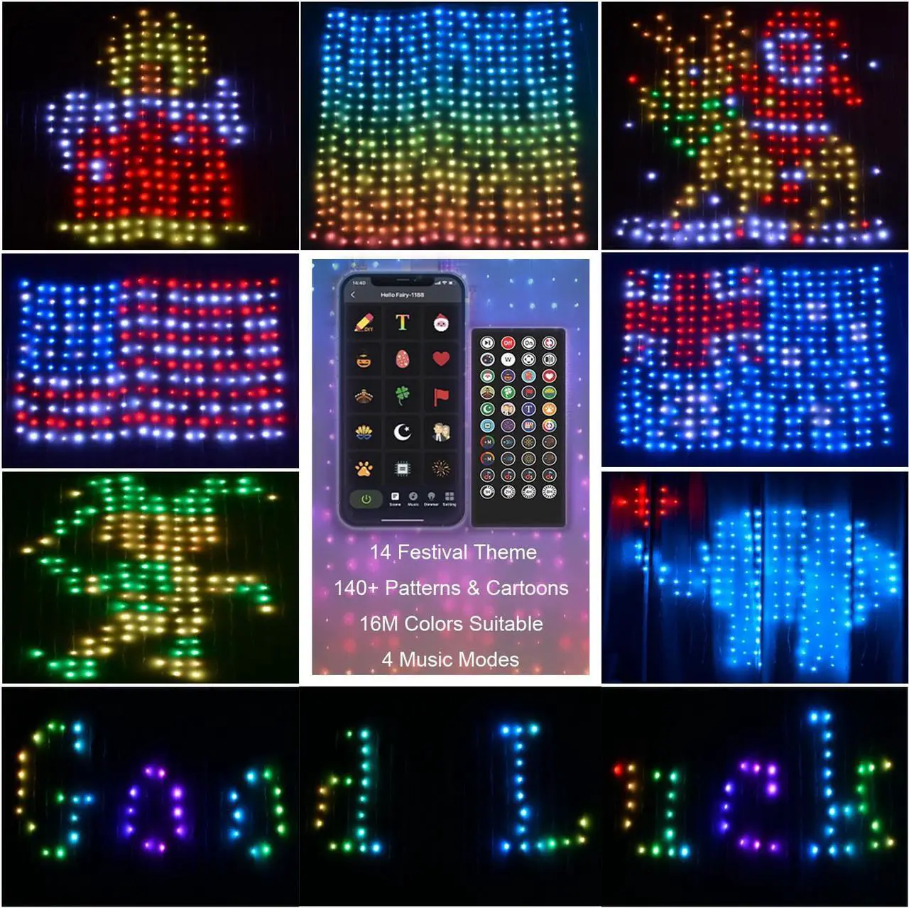 Alt view image 3 of 7 - LED RGB Smart Curtain String Lights Fairy Wedding Decoration APP Remote Control DIY For Home Bedroom Festival Garland Decor 2023