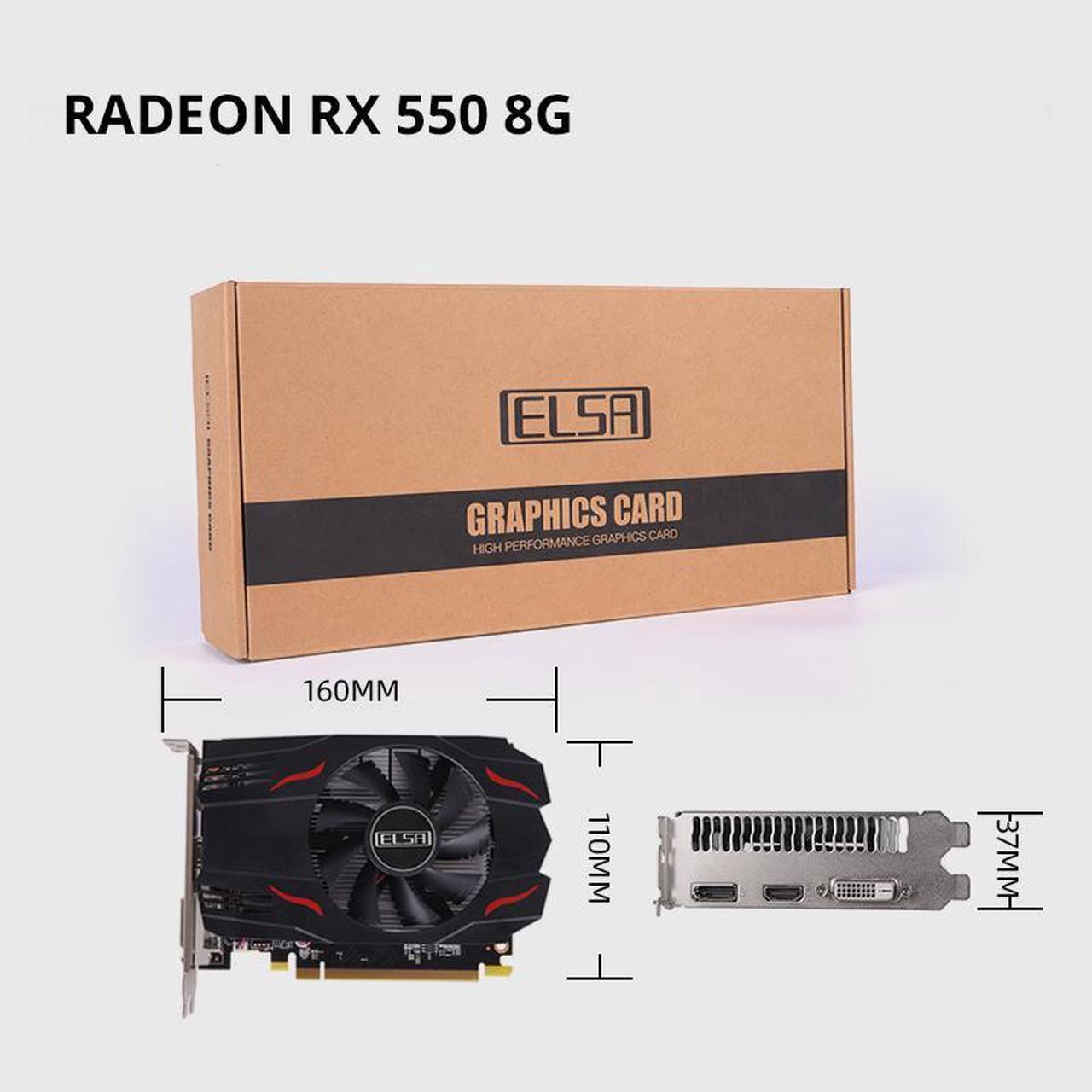 Alt view image 5 of 7 - ELSA AMD Radeon RX 550 8GB GDDR5 128-Bit PCI Express 3.0 x 8 Video Card 1 x HDMI,1 x DP,1 x DVI-D,Desktop Computer PC Video Gaming Graphics Card