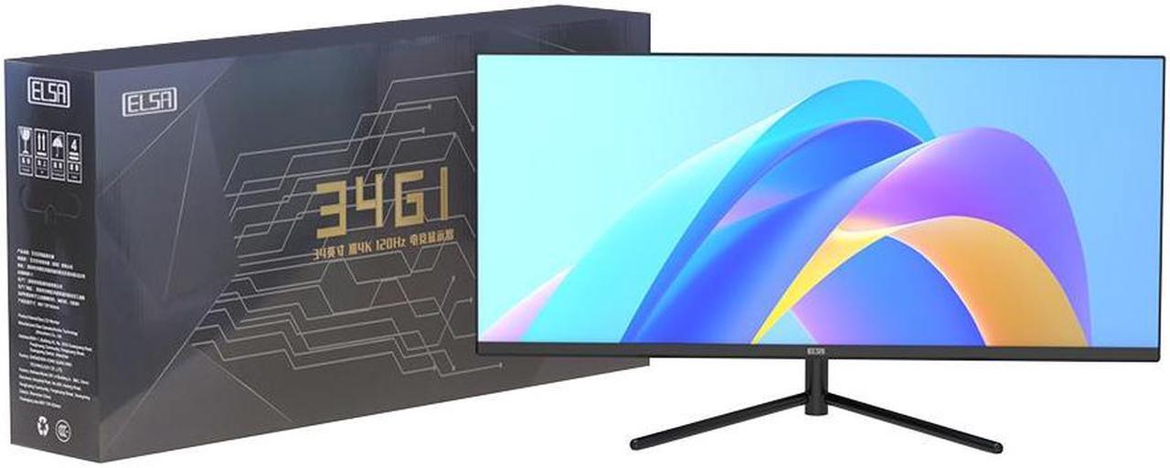 Alt view image 7 of 7 - ELSA 34'' Ultrawide 21:9 WQHD 3440x1440 120hz 5ms Response VA Gaming Monitor FreeSync 118% sRGB DisplayPort,HDMI,34G1