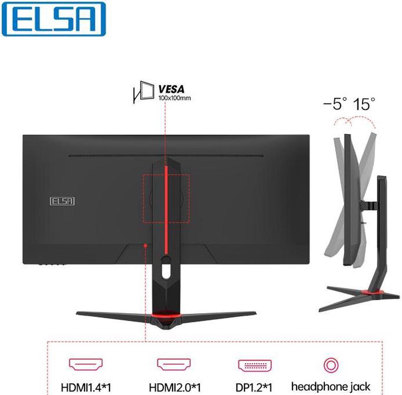 Alt view image 4 of 7 - ELSA 30'' Ultrawide 21:9 WFHD 2560x1080 200hz 1ms Response IPS Gaming Monitor FreeSync 104% sRGB DisplayPort,HDMI,30G1P