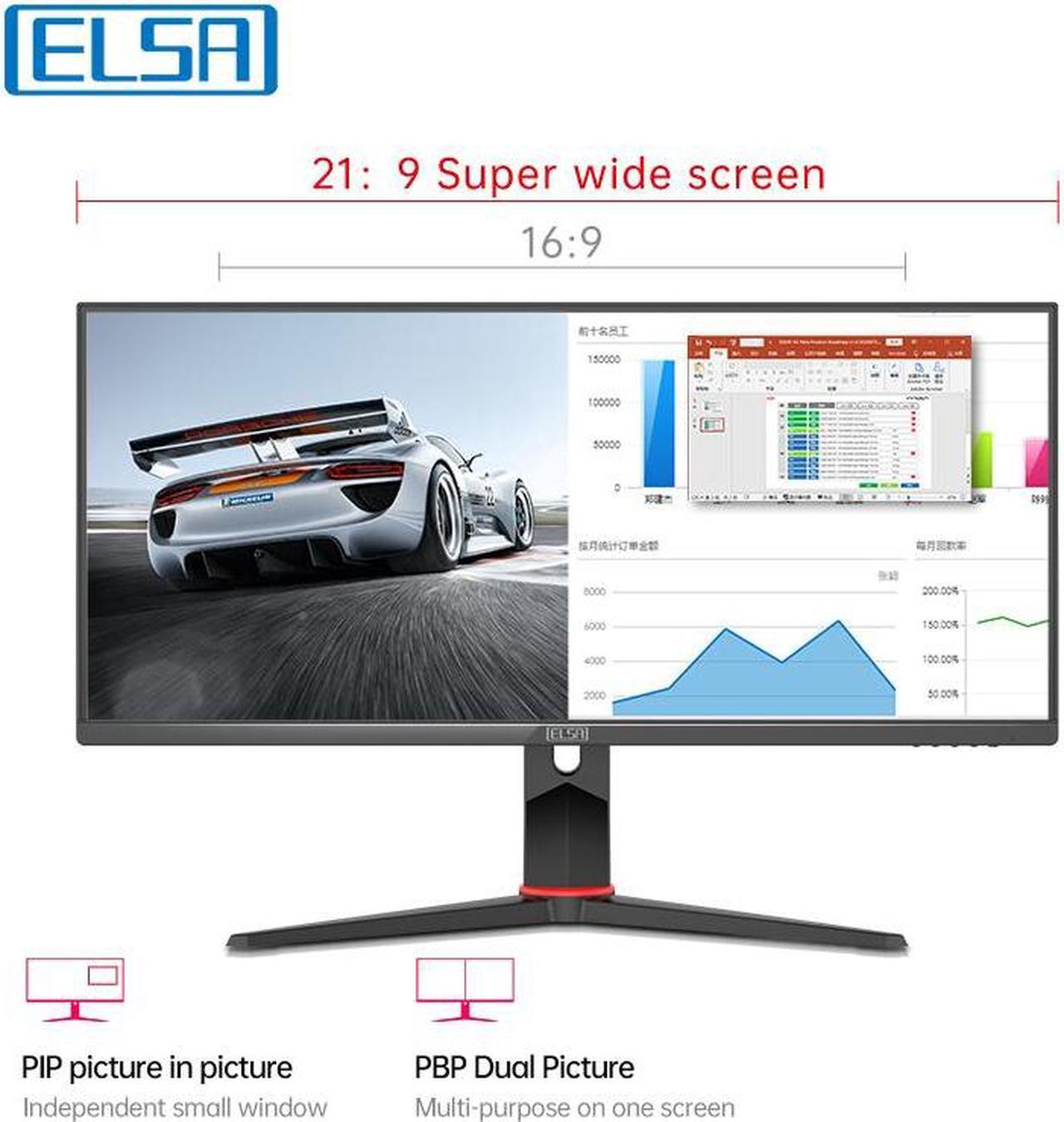 Alt view image 6 of 7 - ELSA 30'' Ultrawide 21:9 WFHD 2560x1080 200hz 1ms Response IPS Gaming Monitor FreeSync 104% sRGB DisplayPort,HDMI,30G1P