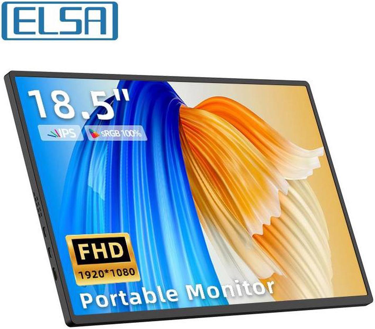 ELSA 185FCC 18.5'' Portable Monitor 1920x1080 60hz Full HD IPS With Type-c Mini HDMI For PC Laptop Xbox PS4/5 Switch Display