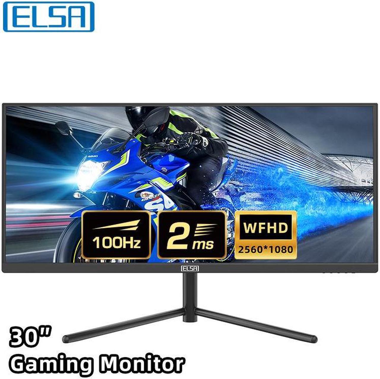 ELSA 30G1 30" 100Hz 1080P Gaming Monitor, 2560 x 1080 IPS Monitor, 2ms Response Time, 104% sRGB, VESA Display HDR400, FreeSync Premium, 1 x DisplayPort 1.2, 1 x HDMI 1.4, Height Adjustable