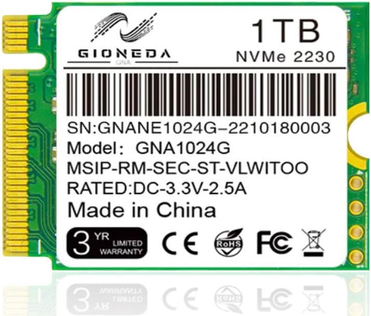 GIONEDA M.2 NVME 2230 1TB SSD  PCI-Express Gen3.0x4 3D NAND Gaming Internal Solid State Drive for Surface Laptop 3, 4, Pro 7+, 8, X, Steam Deck