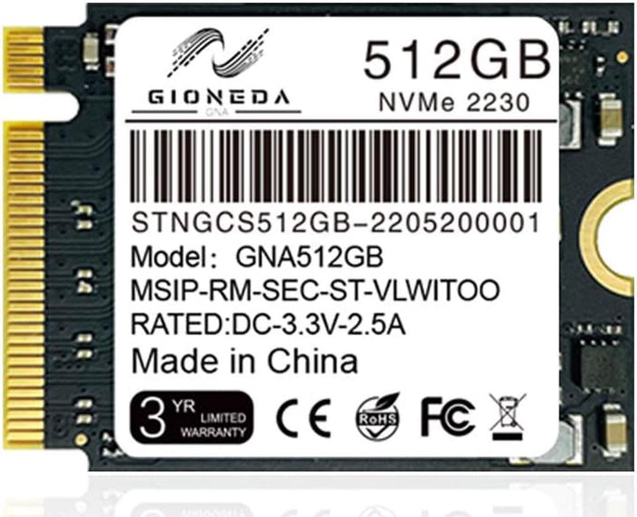 GIONEDA M.2 2230 SSD 512GB PCIe NVMe 3.0 3D NAND Gaming Internal Solid State Drive for PS5 Steam Deck Microsoft Surface Pro Dell HP Lenovo Laptop Ultrabook Tablet (M.2 2230 512G)