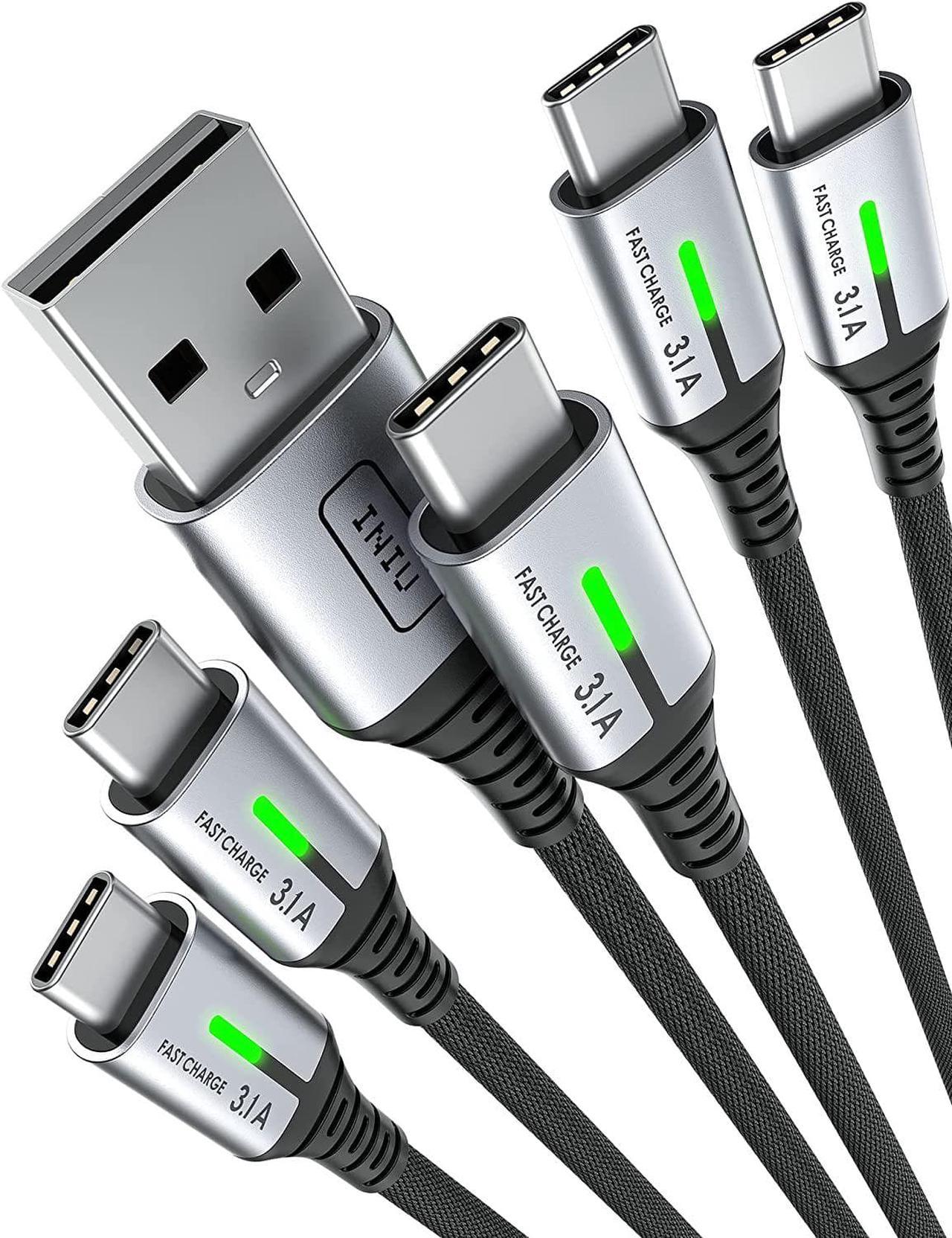 USB C Cable, INIU [5 Pack] 3.1A QC Fast Charging USB Type C Cable, Nylon Charger (3.3+3.3+6.6+6.6+10ft) USB-C Phone Charger Cables for Samsung Galaxy S21 S20 S9 S8 Plus Note 10 9 LG Google OnePlus etc