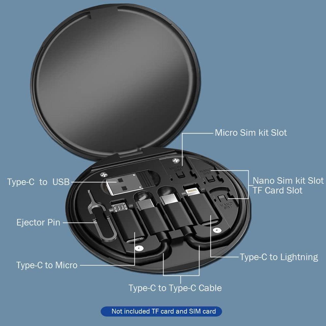 Alt view image 3 of 7 - Yesimla USB C Adapter Cable Kit, Multi Charging Cable Case Convertor USB C to Lightning/Type C/Micro/USB A Adapter, Data Transfer Contains Card Slot for Traveling, Use as Phone Holder (Black)