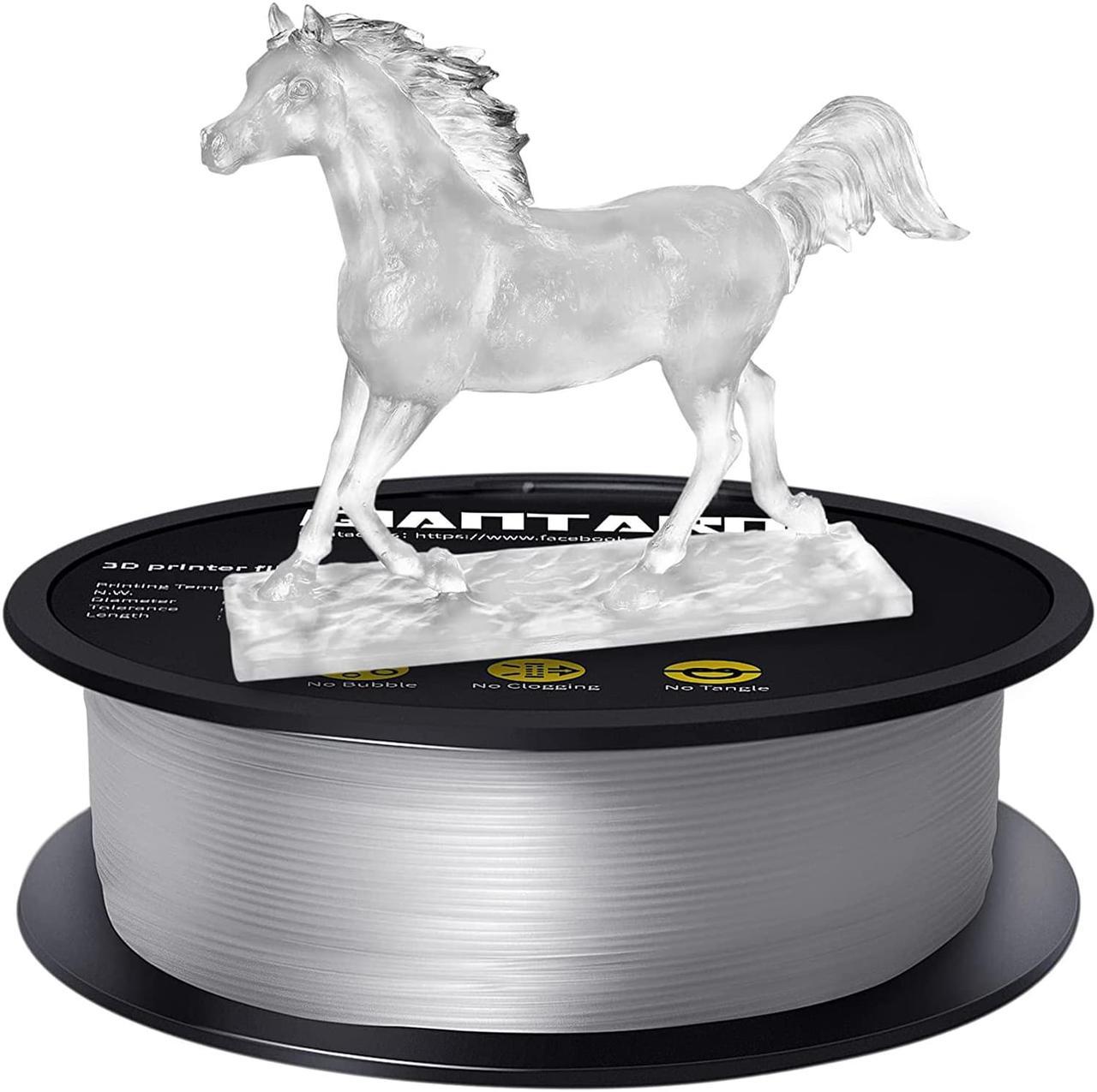 GIANTARM PLA 3D Printer Filament 1.75mm Transparent, Dimensional Accuracy +/-0.03mm, 1kg (2.2lbs) , 1080 Feet 330mper Roll, Vacuum Packaging, Toughness Enhanced, Fit for Most 3D FDM Printer