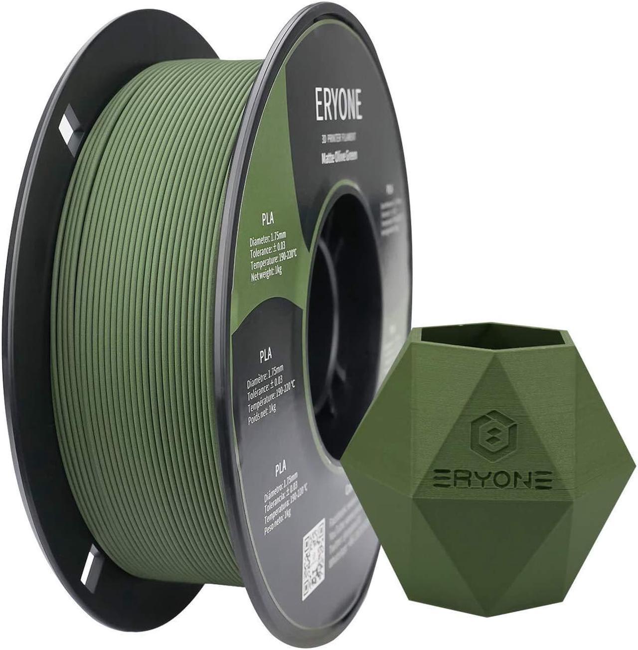 ERYONE Matte PLA Filament for 3D Printer, 1.75mm, Tolerance: ±0.03mm, 1kg (2.2LBS)/Spool, Olive Green