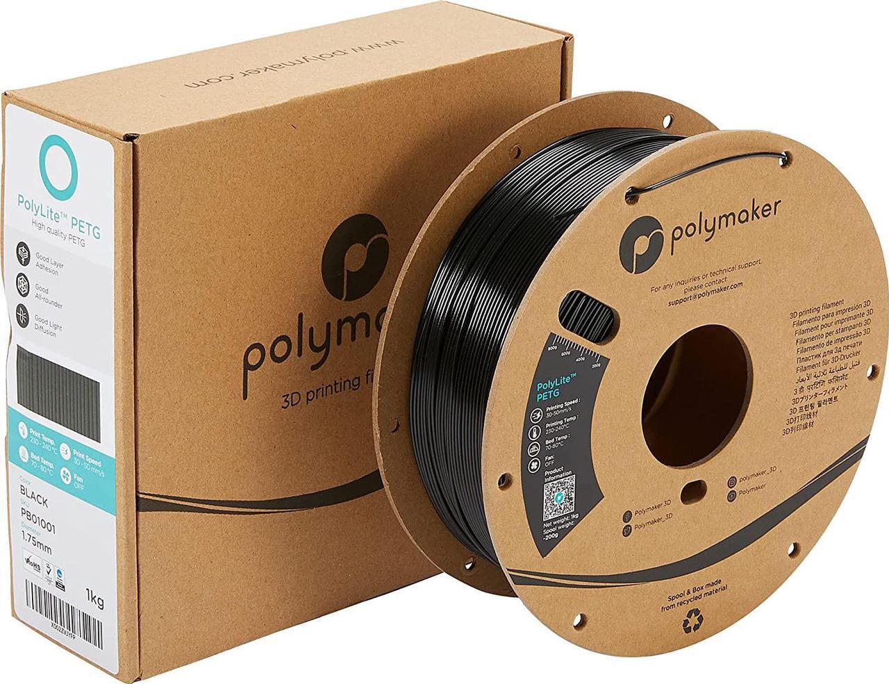 Alt view image 5 of 7 - Polymaker PETG Filament 1.75mm, 1kg Strong PETG 3D Printer Filament Black - PolyLite PETG Black 3D Printing Filament 1.75mm, Dimensional Accuracy +/- 0.03mm, Print with Most 3D Printers