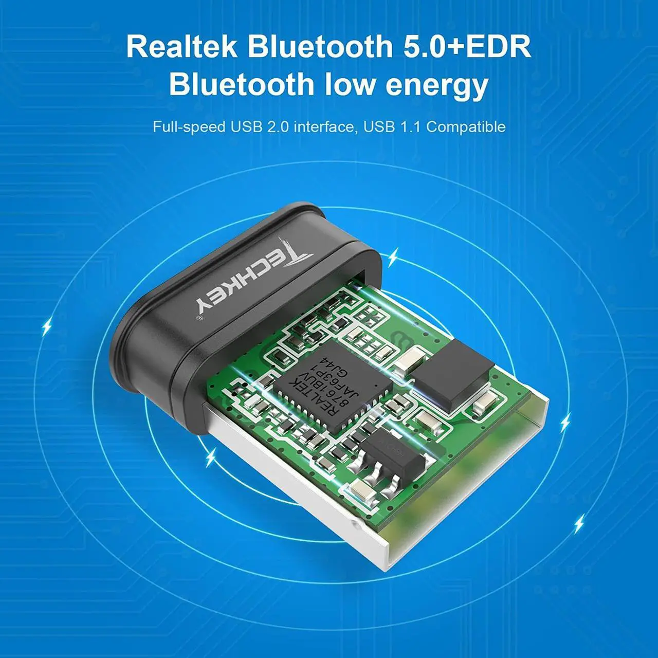 Alt view image 3 of 7 - USB Bluetooth Adapter for PC Receiver - Techkey Mini Bluetooth 5.0 EDR Dongle transmitter for Computer Desktop Transfer for Laptop Bluetooth Headset Speaker Keyboard Mouse Printer Windows11/10/8.1/8/7