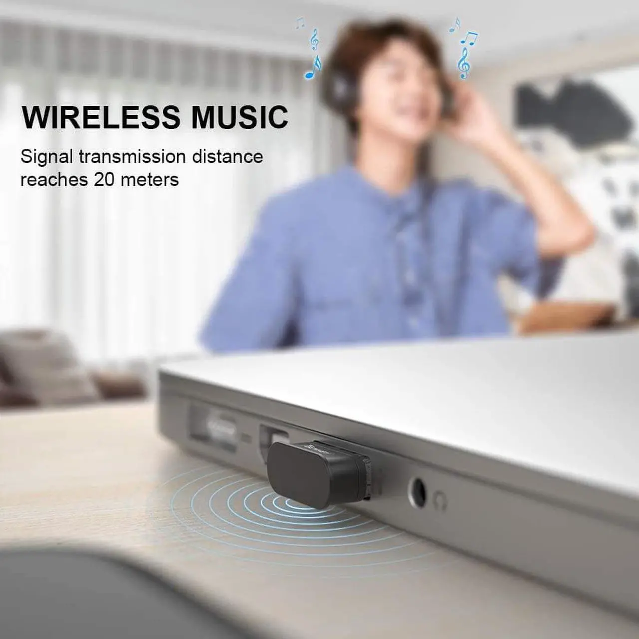 Alt view image 7 of 7 - USB Bluetooth Adapter for PC Receiver - Techkey Mini Bluetooth 5.0 EDR Dongle transmitter for Computer Desktop Transfer for Laptop Bluetooth Headset Speaker Keyboard Mouse Printer Windows11/10/8.1/8/7