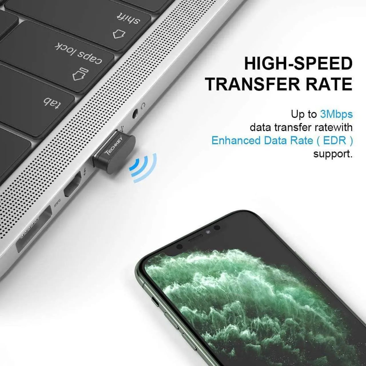 Alt view image 6 of 7 - USB Bluetooth Adapter for PC Receiver - Techkey Mini Bluetooth 5.0 EDR Dongle transmitter for Computer Desktop Transfer for Laptop Bluetooth Headset Speaker Keyboard Mouse Printer Windows11/10/8.1/8/7