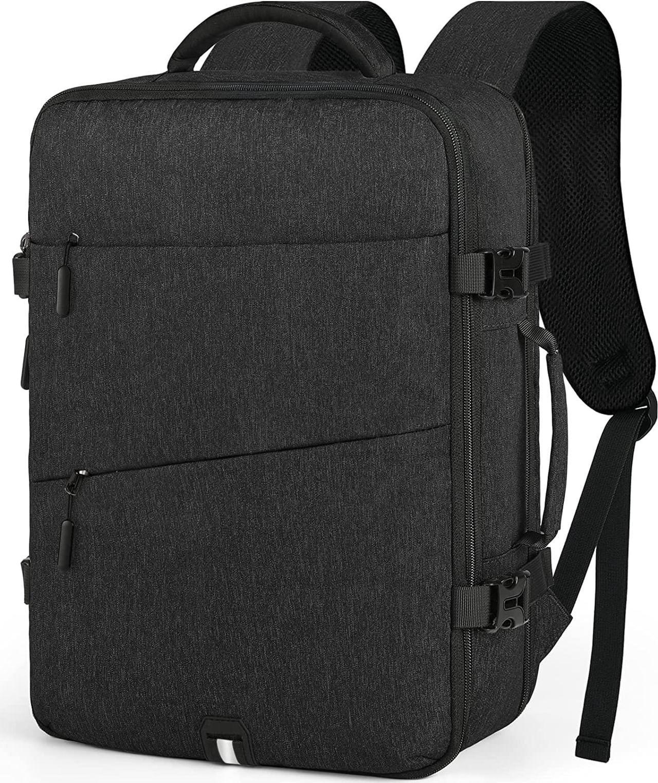 Travel Backpack for Men Women Laptop Backpack 15.6 Inch Flight Approved Carry on Backpack Overnight Business College School Weekender Luggage Daypack, Black