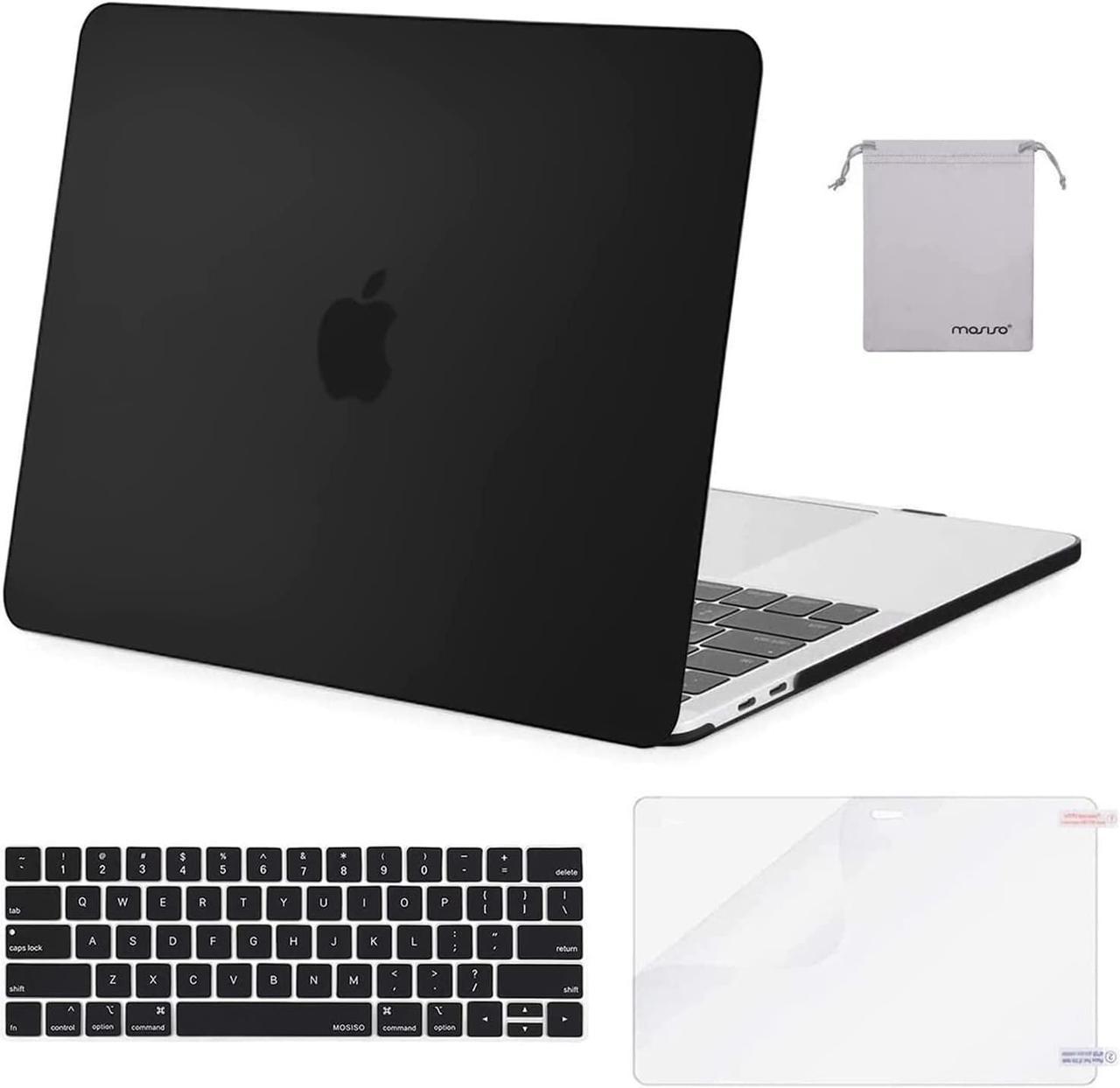 MOSISO Compatible with MacBook Pro 13 inch Case M2 2023,2022,2021-2016 Release A2338 M1 A2289 A2251 A2159 A1989 A1706 A1708,Plastic Hard Case&Keyboard Skin&Screen Protector&Storage Bag,Black