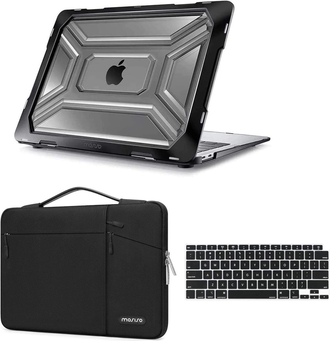 MOSISO Compatible with MacBook Air 13 inch Case 2022 2021 2020 Release A2337 M1 A2179 Retina Display Touch ID, Plastic Hard Shell Case with TPU Bumper&Carrying Sleeve Bag&Keyboard Cover, Black