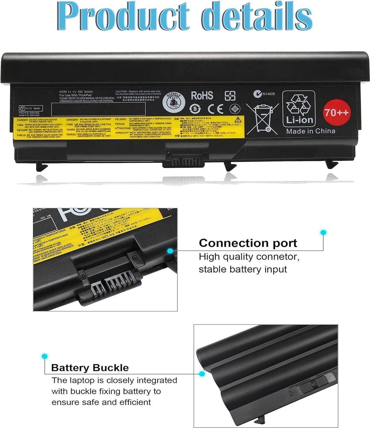 Alt view image 5 of 7 - Bovekeey T430 W510 70++ 0A36303 Battery 94Wh for Lenovo ThinkPad T420 T410 T530 T520 T510 W530 W520 L430 L420 L412 L530 L520 L512 45N1011 45N1010 45N1005 42T4791