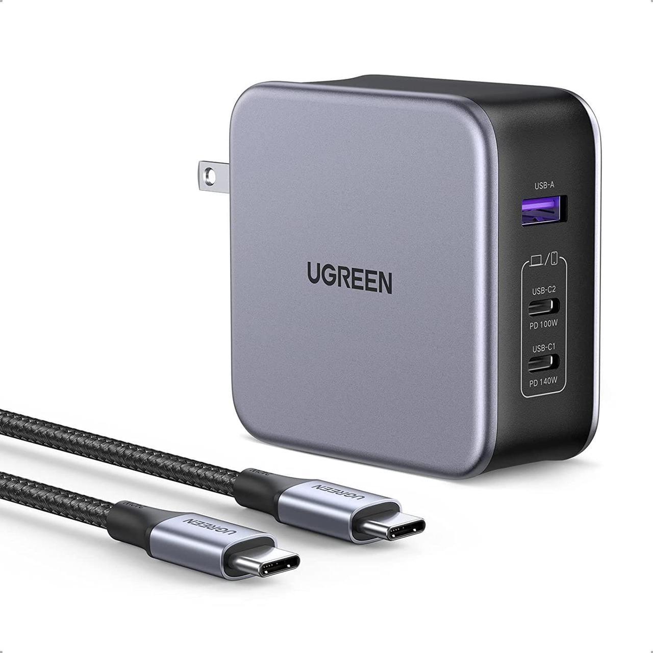 UGREEN Nexode 140W USB C Charger, 3-Port GaN PD 3.1 Laptop Charger Compatible with MacBook Pro 16", MacBook Air, Dell XPS, iPad Pro, iPhone 14/13 Series, Galaxy, Steam Deck